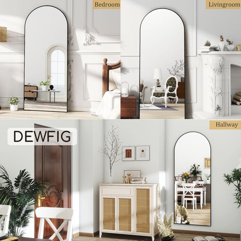 Dewfig Full Length Mirror, 71"*26" Arched Full Body Mirror with Stand, Large Floor Mirrors for Leaning or Hanging, Big Mirrors for Bedroom, Living Room,Dressing Room, Aluminum Alloy Frame, Black - Image 4
