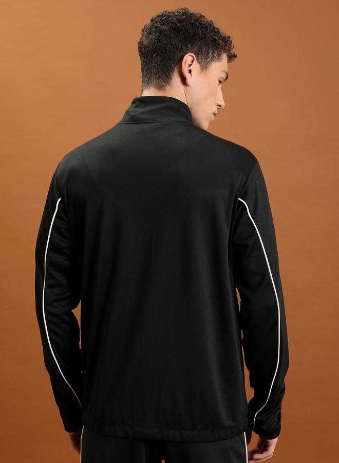 HIGHLANDER Contrast Piping Detail Front Zip Jacket by Styli  - Image 3