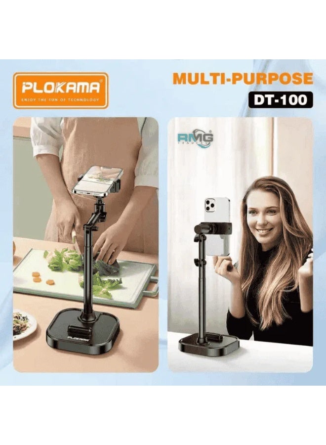 PLOKAMA DT-100 Lift Desk Phone and Tablet Holder - Adjustable (22-41cm), 360 Rotation°, Fixed Metal Base for Calls, Photography and Watching - Image 4