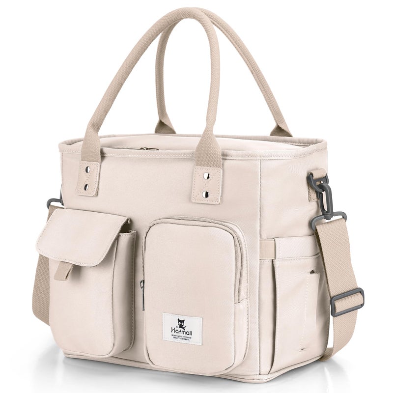 Hafmall Insulated Lunch Bag for AdultsBig lunch box for men Wide Opening Insulated Bag with Shoulder Strap Reusable Adult Lunch Bag For Work PicnicBeige