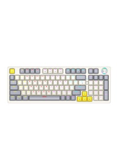 T-WOLF T50 Wired Gaming Keyboard, 97 Keys Blue Switch Mechanical Keyboard with Rgb Backlit and Multimedia Knob White Grey  - Image 1