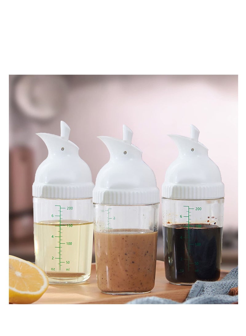 Y&D 200ml Salad Dressing Container, Shakers, Large Opening and Scale Design,Good Grip Sauce Bottles,Salad Bottles for Kitchen, Seasonings Mixing/Storing Oil,Vinegar,Lemon Juice 3 Pcs (White) - Image 1