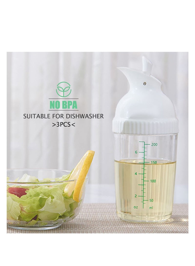 Y&D 200ml Salad Dressing Container, Shakers, Large Opening and Scale Design,Good Grip Sauce Bottles,Salad Bottles for Kitchen, Seasonings Mixing/Storing Oil,Vinegar,Lemon Juice 3 Pcs (White) - Image 5