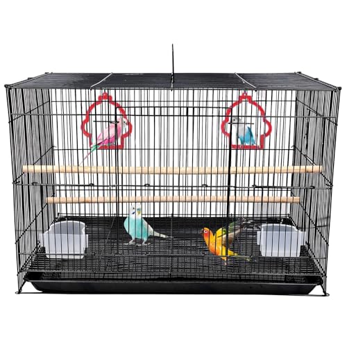 Aakriti Large Bird Metal Cage for Lovebirds, Parrots, Parakeets, Budgies & Cockatiels – Spacious Hammock Design with Durable Iron Build (23.5" x 16.5" x 16", Multi-Color)