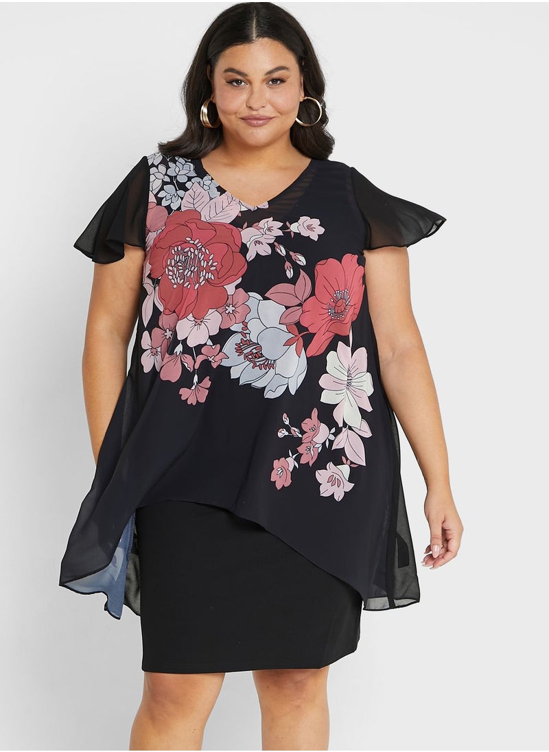 Avenue Floral V-Neck Dress  - Image 1