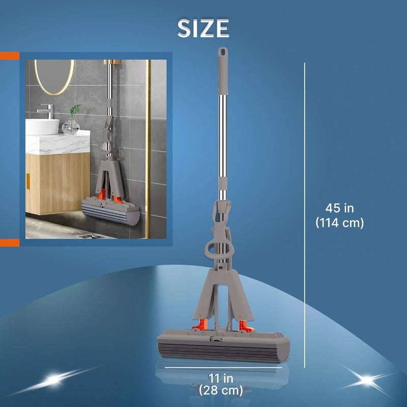 Flygon Butterfly Head Floor Cleaner Magic Mop Stainless Steel Telescopic Handle Absorbent Sponge Mop Home - Image 4