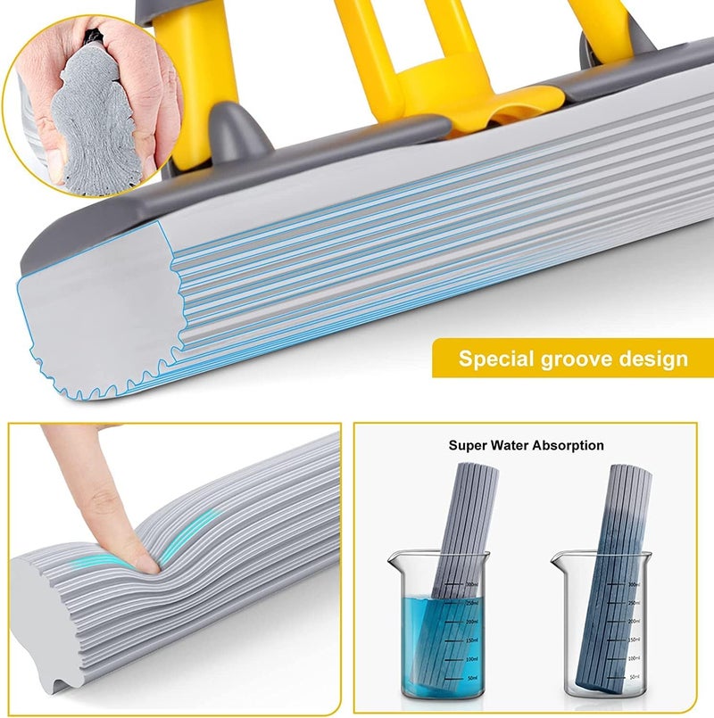 Flygon Butterfly Head Floor Cleaner Magic Mop Stainless Steel Telescopic Handle Absorbent Sponge Mop Home - Image 3
