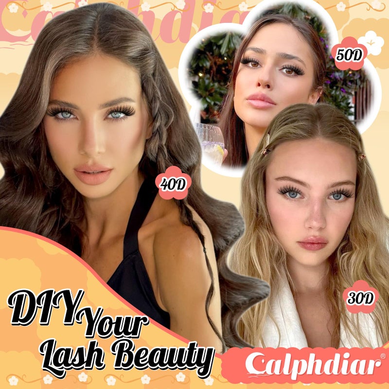 calphdiar Cat Eye Lash Clusters Wispy Eyelash Clusters 30D+40D+50D Individual Lashes 400pcs Light & Right Cluster Eyelash Extensions D-curly Lash Extension 8-18mm Natural Lashes Clusters for Beginners - Image 4