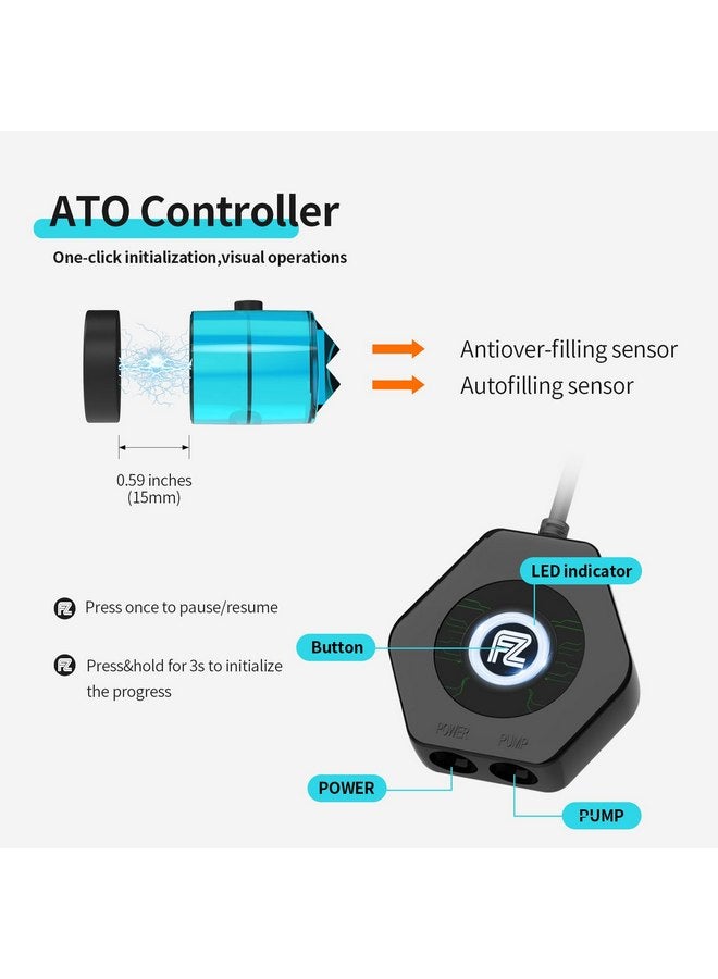 Fzone Auto Top Off for Saltwater Aquarium & Fresh Aquarium |Upgraded Controller| QST Alarm |0.7 inches| Dual Optical Sensor - Image 2
