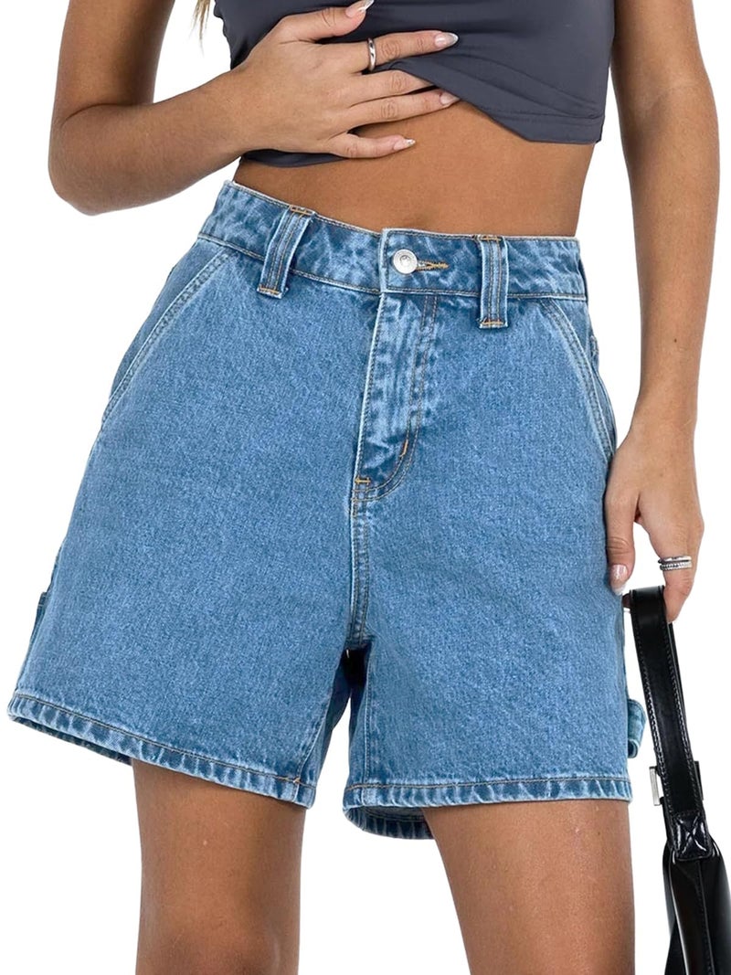 Kedera Womens High Waisted Boxy Denim Shorts Summer Fashion 2026 Casual Button Down Baggy Jean Shorts with Pockets - Image 1