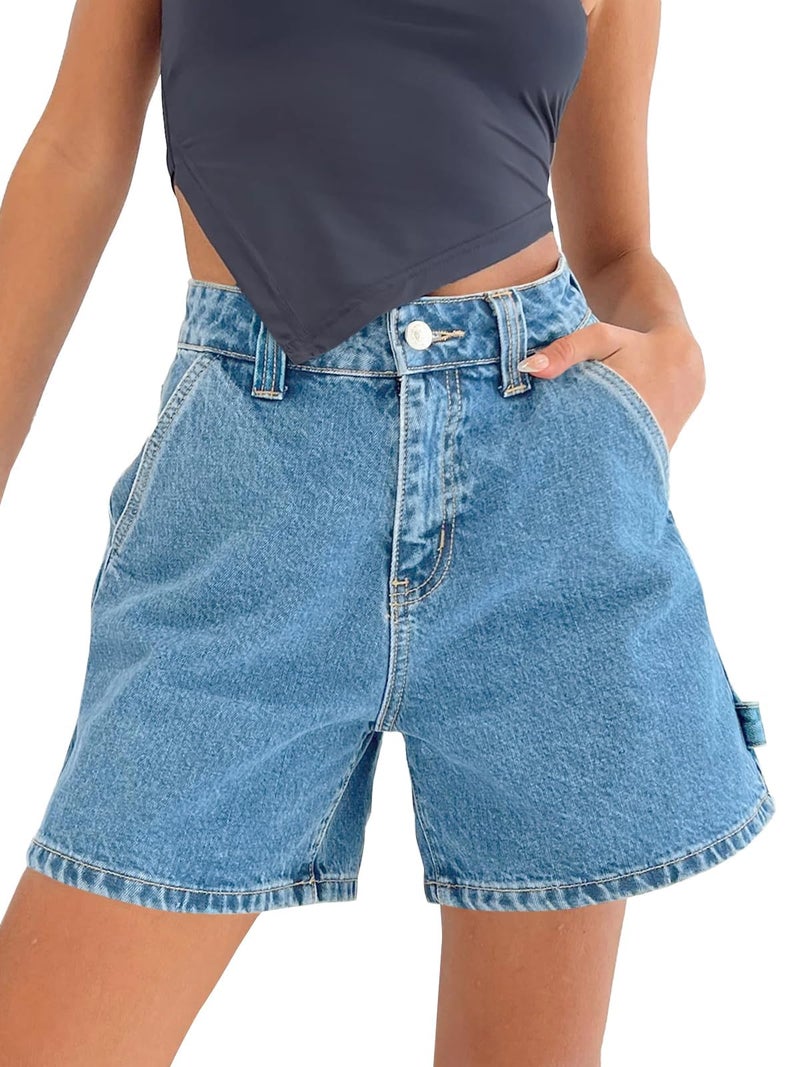Kedera Womens High Waisted Boxy Denim Shorts Summer Fashion 2026 Casual Button Down Baggy Jean Shorts with Pockets - Image 4