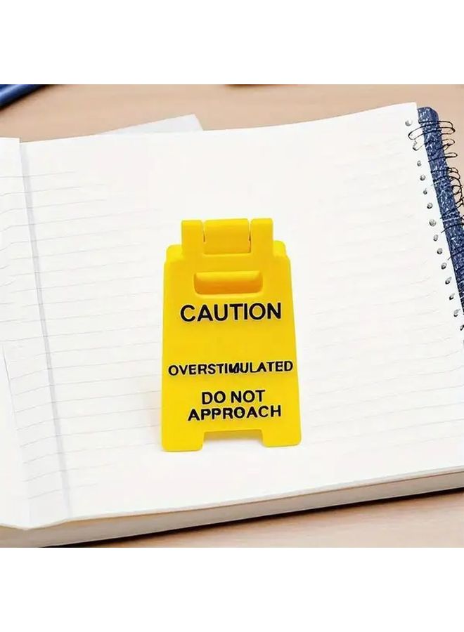 Caution Overstimulated Desk Sign Yellow 1 Count Set Do Not Approach Warning Sign Humor Gag Gift for Coworkers Boss Employees Mini Novelty Desk Decor Office Supplies Stickers Adults Classroom Water Bottle for Hydration Warning Sign Funny Workplace Boundary Indicator - Image 5