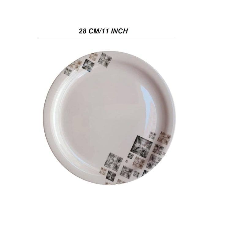 Servewell Melamine Round Dinner Serving PlateSolitare Printed11 InchSet of 6 pcs - Image 2