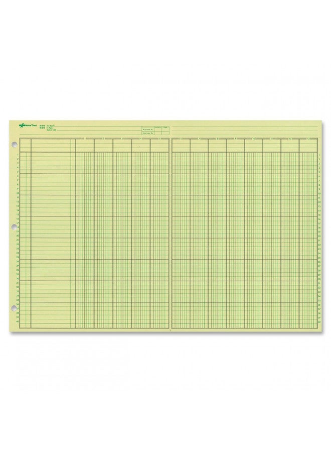 NATIONAL Analysis Pad, 13 Columns, Green Paper, 11 x 16.375", 50 Sheets (45613)