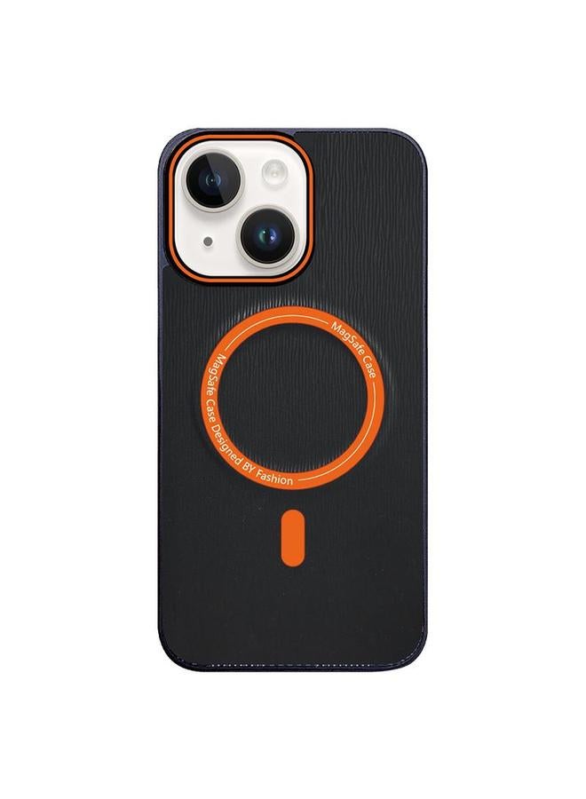 زبون جراب هاتف ماج سيف بلون متباين وملمس خشبي صناعي لهاتف آيفون 13 - Image 1