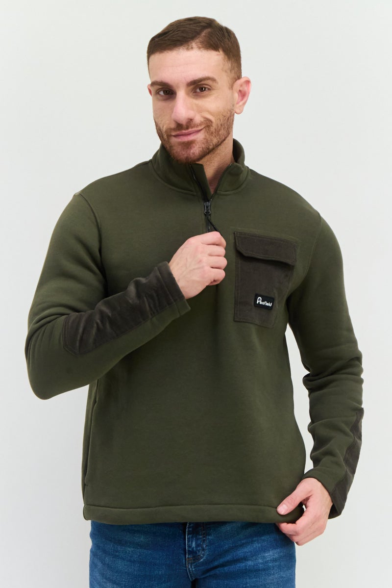 Penfield سويت شيرت رجالي بقلنسوة عالية بشعار العلامة التجارية بأكمام طويلة، زيتوني - Image 1