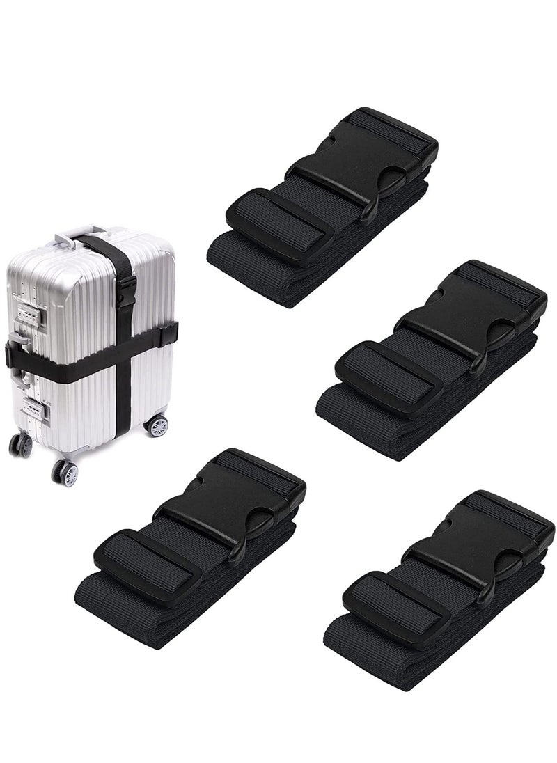 KASTWAVE Luggage Straps Suitcase Belts Wide Adjustable Packing Straps Travel Accessories, Suitcase Belts, Packing Straps Travel Belts Accessories for Business Traveling Packing, 4 PCS 74 x 2 Inch BLack  - Image 1