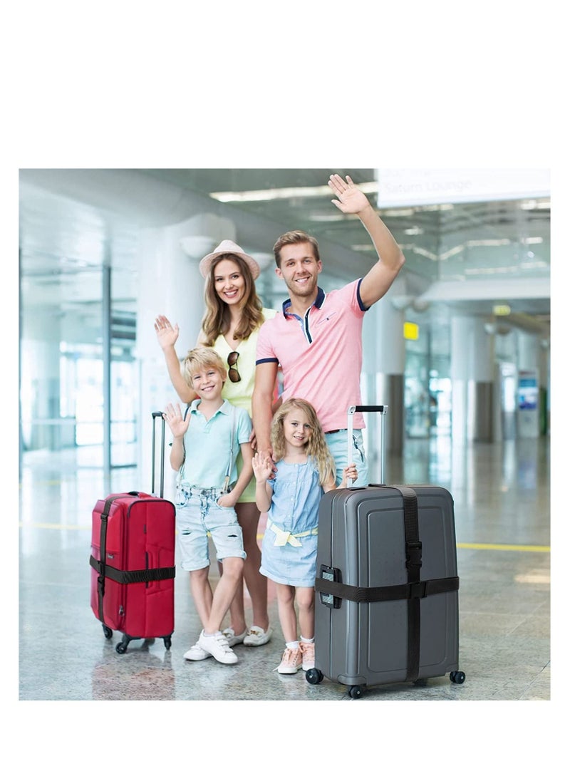 KASTWAVE Luggage Straps Suitcase Belts Wide Adjustable Packing Straps Travel Accessories, Suitcase Belts, Packing Straps Travel Belts Accessories for Business Traveling Packing, 4 PCS 74 x 2 Inch BLack  - Image 4