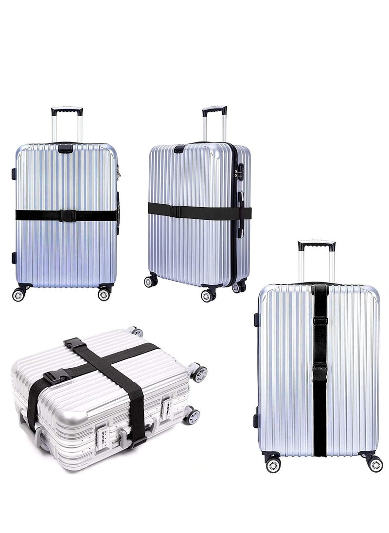 KASTWAVE Luggage Straps Suitcase Belts Wide Adjustable Packing Straps Travel Accessories, Suitcase Belts, Packing Straps Travel Belts Accessories for Business Traveling Packing, 4 PCS 74 x 2 Inch BLack  - Image 2