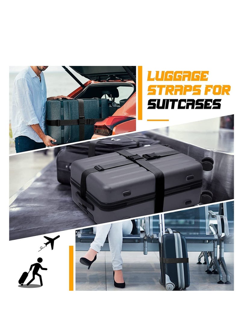 KASTWAVE Luggage Straps Suitcase Belts Wide Adjustable Packing Straps Travel Accessories, Suitcase Belts, Packing Straps Travel Belts Accessories for Business Traveling Packing, 4 PCS 74 x 2 Inch BLack  - Image 3