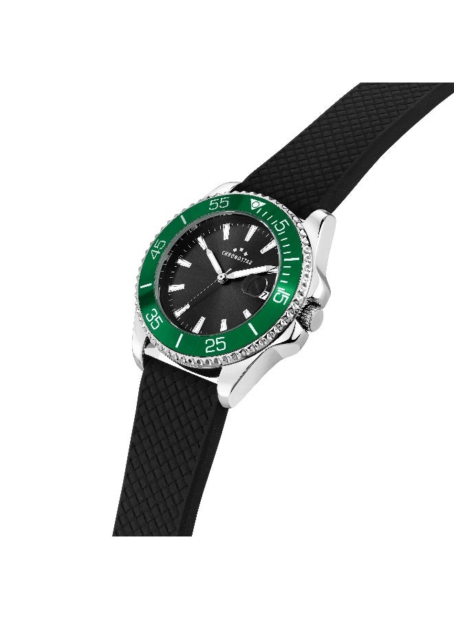 Chronostar Men's Black Round Analog Dial with Black Silicone Band Watch - 37mm - R3751330001 - Image 2