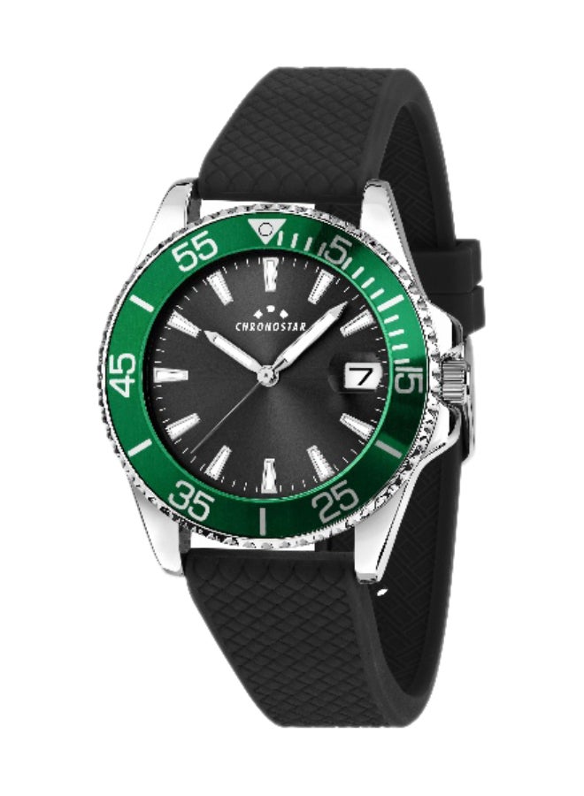 Chronostar Men's Black Round Analog Dial with Black Silicone Band Watch - 37mm - R3751330001 - Image 1