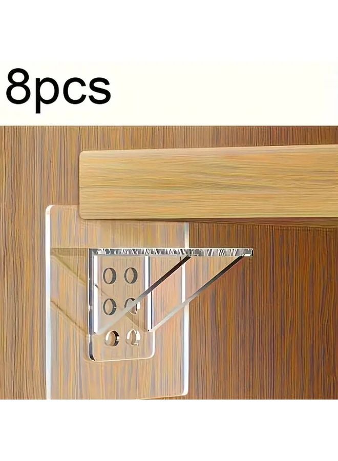 8pcs No Drill Adhesive Shelf Brackets Heavy Duty Strong Hold Wall Mounted - Image 1