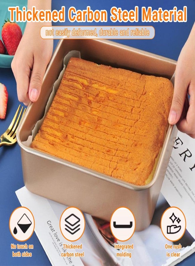 CHEOTIME Square Cake Pan, Non Stick Square Baking Pan Stackable Thickened Carbon Steel Deep Baking Sheet Dishwasher Safe For Cake Bread Brownie Barbecue(Extra Large) - Image 3