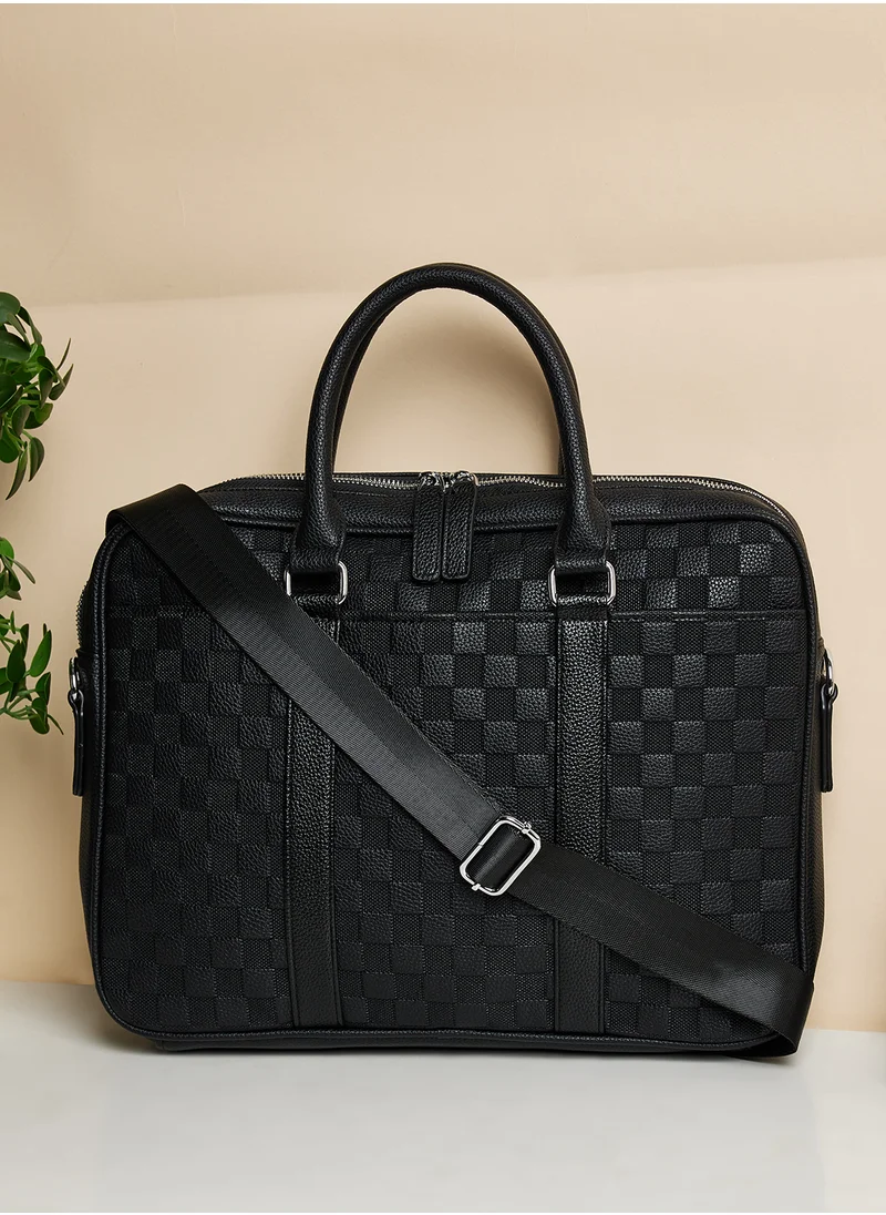 Robert Wood Check Textured Laptop Bag