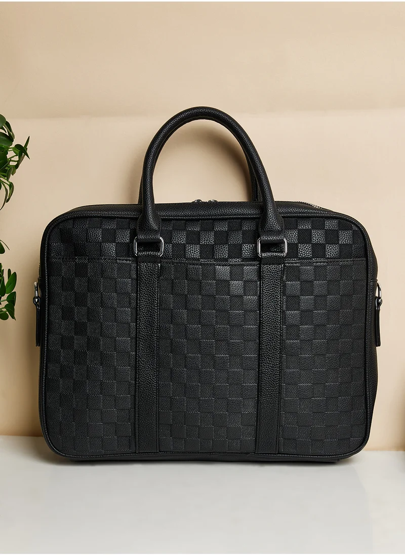 Robert Wood Check Textured Laptop Bag