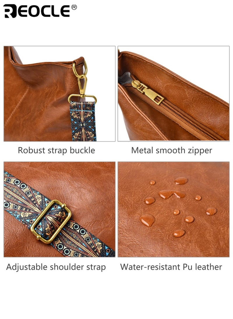 ريوكل حقيبة رسول نسائية ذات سعة كبيرة حقيبة حقيبة شعبية تصميم مادة PU مع مقصورة سحاب داخلية للعمل اليومي واتجاهات الموضة - Image 5