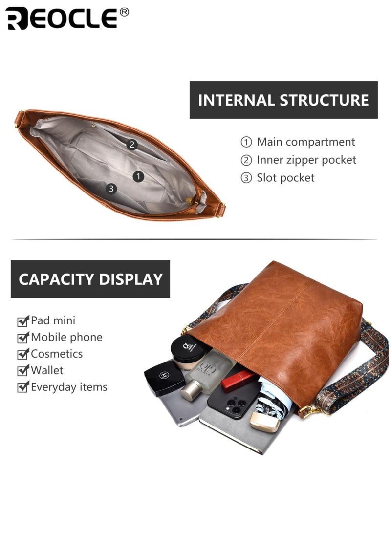 ريوكل حقيبة رسول نسائية ذات سعة كبيرة حقيبة حقيبة شعبية تصميم مادة PU مع مقصورة سحاب داخلية للعمل اليومي واتجاهات الموضة - Image 4