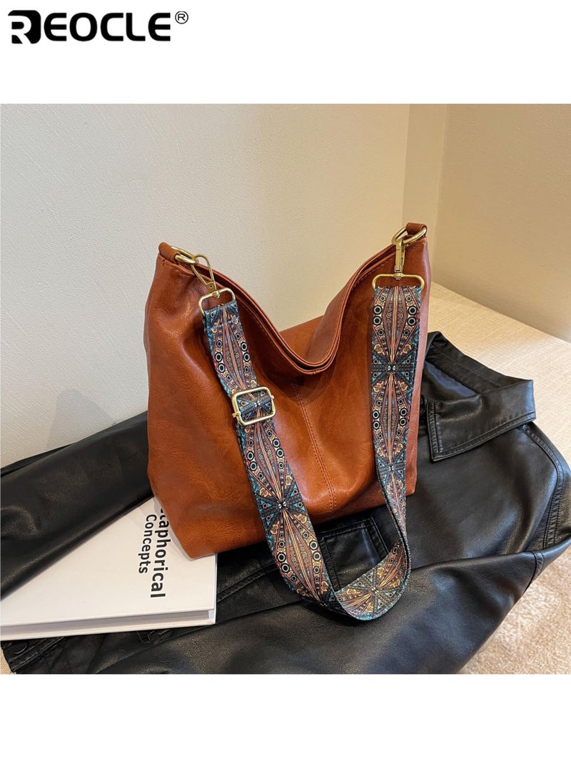 ريوكل حقيبة رسول نسائية ذات سعة كبيرة حقيبة حقيبة شعبية تصميم مادة PU مع مقصورة سحاب داخلية للعمل اليومي واتجاهات الموضة - Image 1