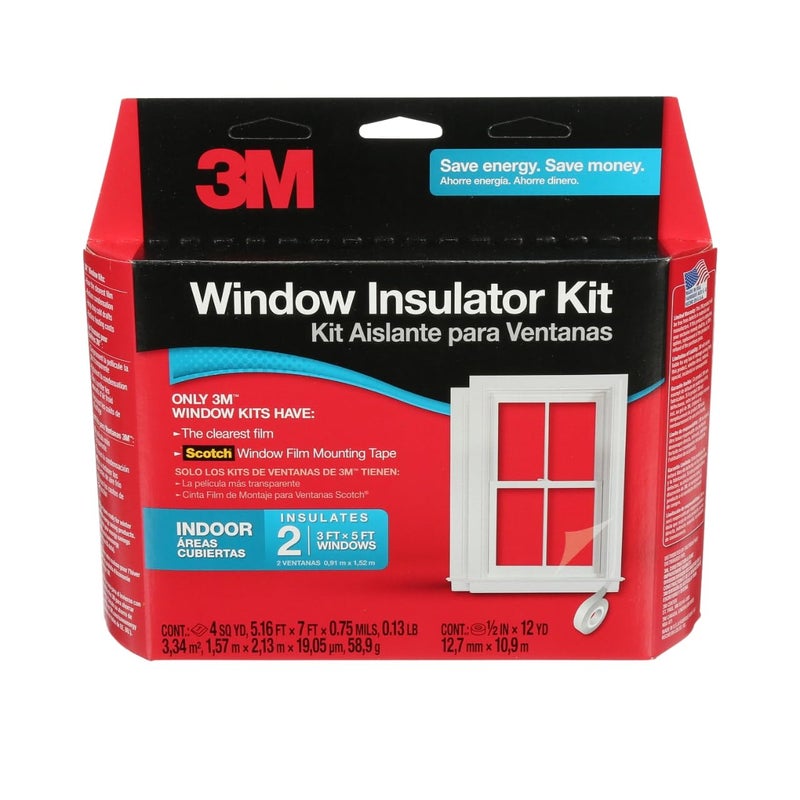 3M Indoor Window Insulation, Insulator Kit for 2 Windows 3ft x 5ft, Keeps Cold Air Out and Warm Air In, Includes Heat Shrink Window Film and Scotch Window Film Mounting Tape (2120W-6) - Image 1