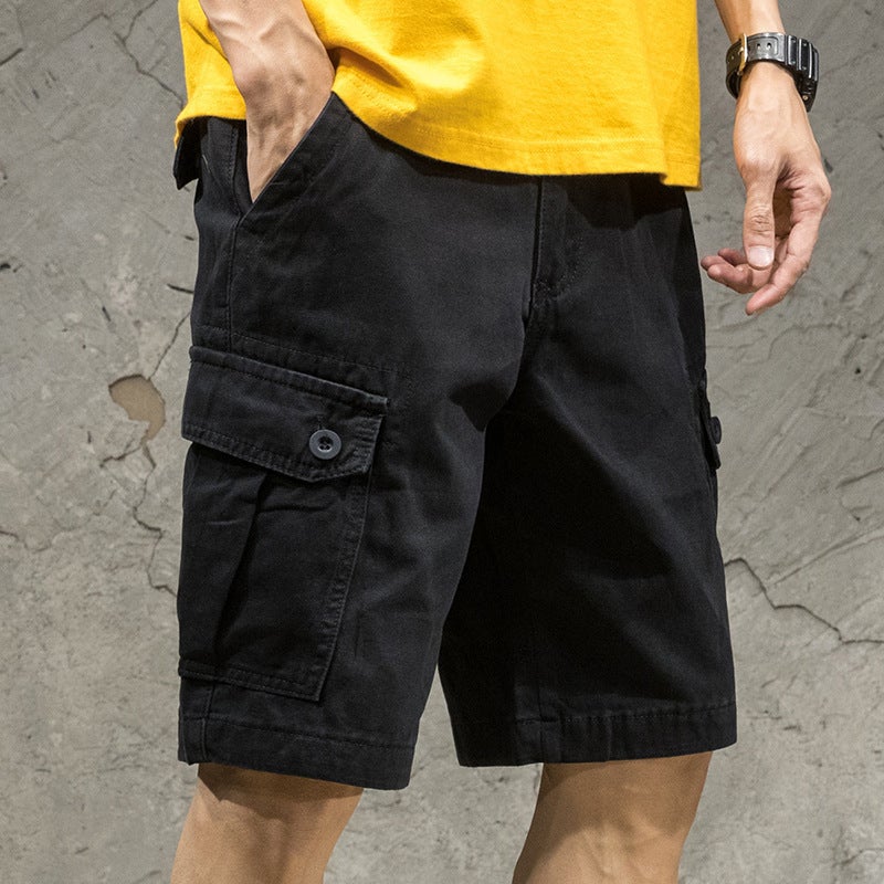 Foreign Trade Work Shorts Mens Trendy Brand Ins All-match Japanese Style Trendy Casual Loose Five-point Pants Summer Thin Five-point Pants Khaki - Image 5