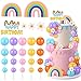 ProSuites 63 Pcs Cake Toppers with Balls Daisy Rainbow Cake Topper Blue Cake Topper Pastel Cupcake Toppers Cake Decorations for Birthday Wedding Groovy Party Supplies - Image 3