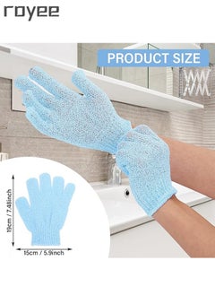 Royee 2 Pair Bath Gloves for Shower Natural Loofah Exfoliating Wash Gloves for Body and Face, Dead Skin Remover, Double Sided Microfibre Shower Body Gloves for Adults and Kids  - Image 3