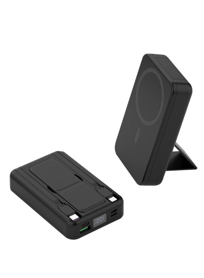 IQ TOUCH 15W Wireless Power Bank – Built-in Stand, USB-C & Lightning Cables, 10000mAh, 22.5W PD Fast Charging, LED Indicator, 3A Output, Lightweight & Multi-Device Charging Power Bank