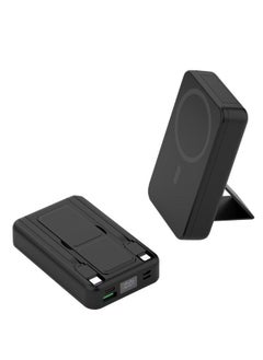 IQ TOUCH 15W Wireless Power Bank – Built-in Stand, USB-C & Lightning Cables, 10000mAh, 22.5W PD Fast Charging, LED Indicator, 3A Output, Lightweight & Multi-Device Charging Power Bank