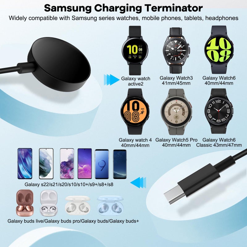 DuoCaiBao 25W USB C Charger, 2 in 1 Watch Charger Compatible for Samsung Galaxy Watch 7/FE/6/6 Classic/5 Pro/5/4/3/Active2/1 and Galaxy S25/S24/S23/S22/21/20 Note20/10/Z Fold 6(4.9 ft) - Image 3