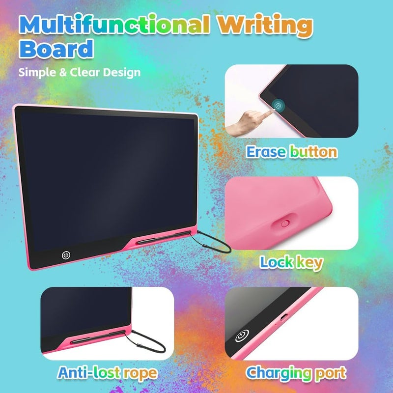 LCD Writing Tablet for Kids, 16 Inch Colorful Screen Rechargeable Electronic Drawing Board Digital Writing Pad, Reusable Erasable Doodle Board Portable Drawing Tablet Gift for Boys Girls - Image 5