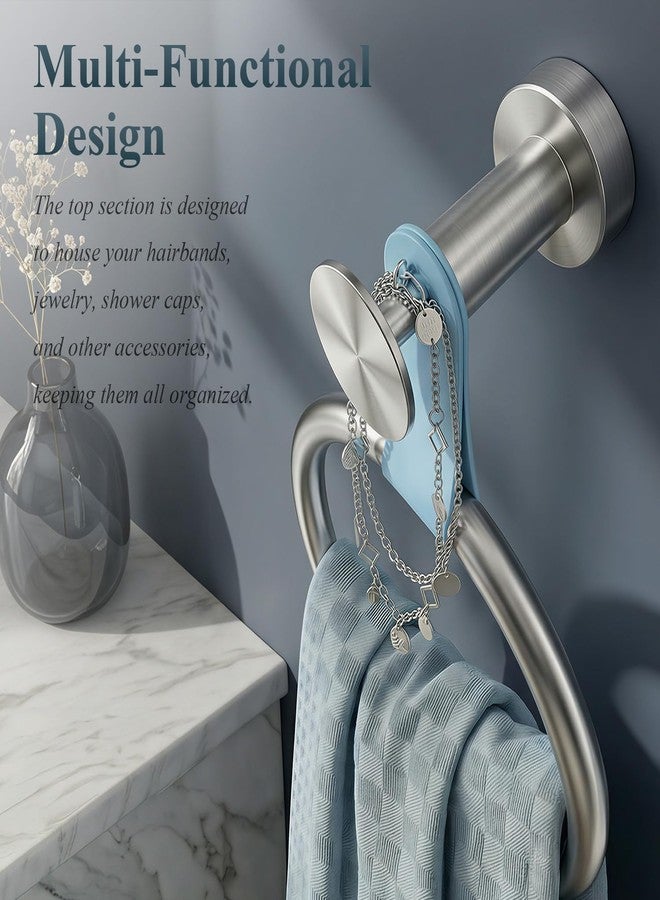Tindbea Luxury Handbag-Inspired Towel Ring -Genuine Leather & Silver Accent Hand Towel Holder, Stainless Steel 304, Waterproof & Rustproof - Elegant Hand Towel Holder for Bathroom, Kitchen, Bedroom Organizer - Image 3