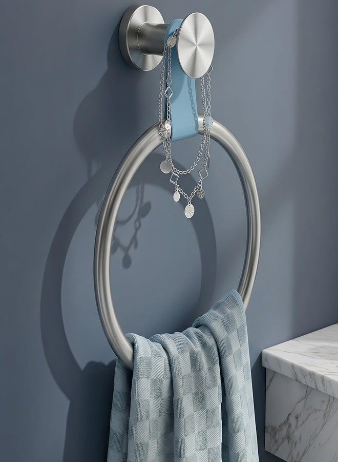 Tindbea Luxury Handbag-Inspired Towel Ring -Genuine Leather & Silver Accent Hand Towel Holder, Stainless Steel 304, Waterproof & Rustproof - Elegant Hand Towel Holder for Bathroom, Kitchen, Bedroom Organizer - Image 1