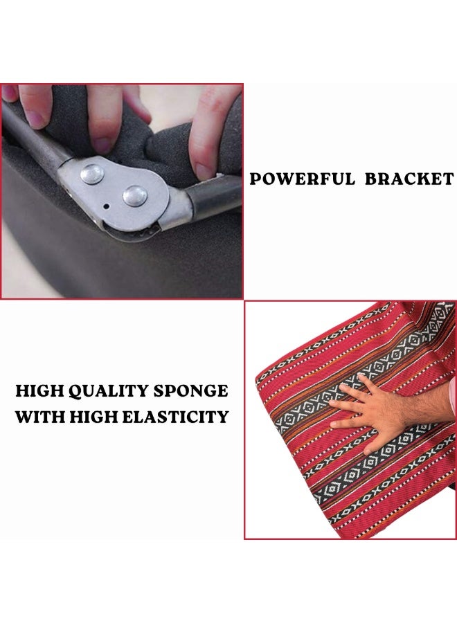 Floor Lounge Chair - Lightweight, Foldable, Sand Proof Polyester Beach & Camping Chair - Red - Image 5