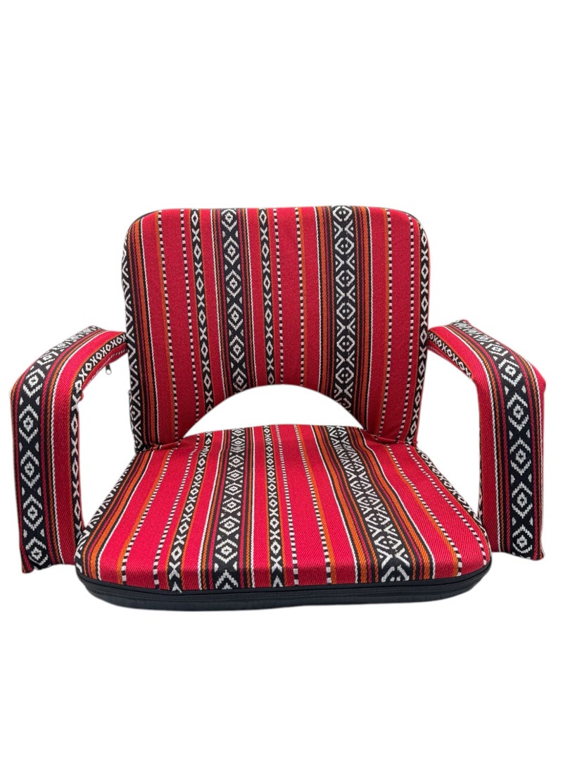 Floor Lounge Chair - Lightweight, Foldable, Sand Proof Polyester Beach & Camping Chair - Red - Image 1