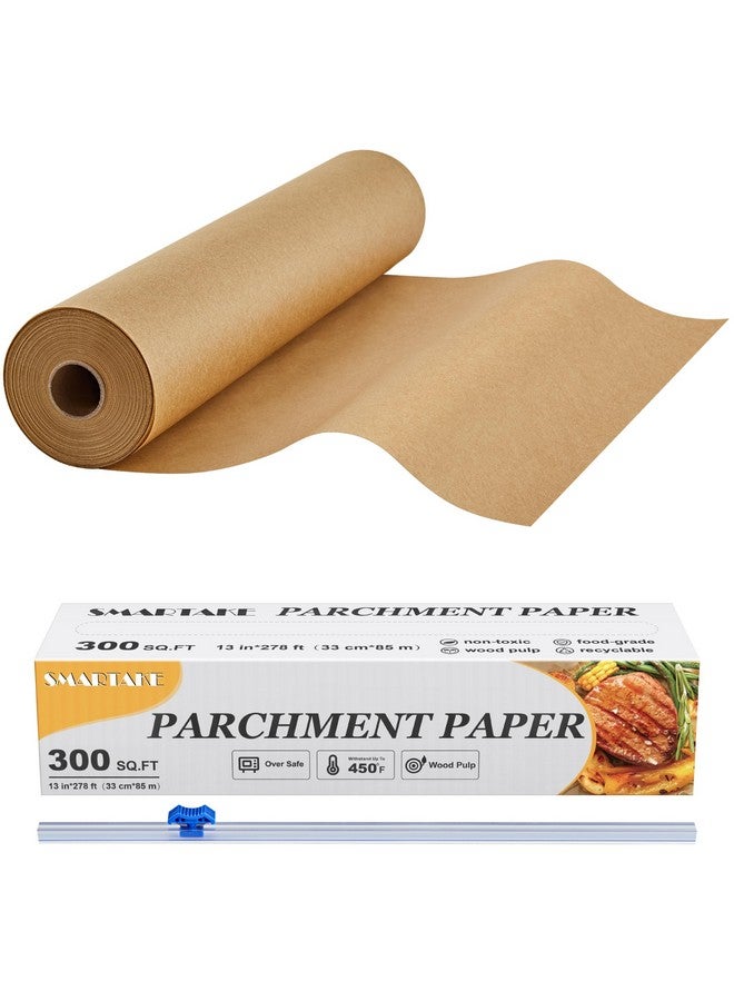 SMARTAKE Parchment Paper Roll For Baking, 13 In X 278 Ft, 300 Sq.Ft, Non-Stick Baking Paper Sheets With Slide Cutter, Heavy Duty Extra Long, For Kitchen Baking Cooking Grilling Steaming, Unbleached - Image 1