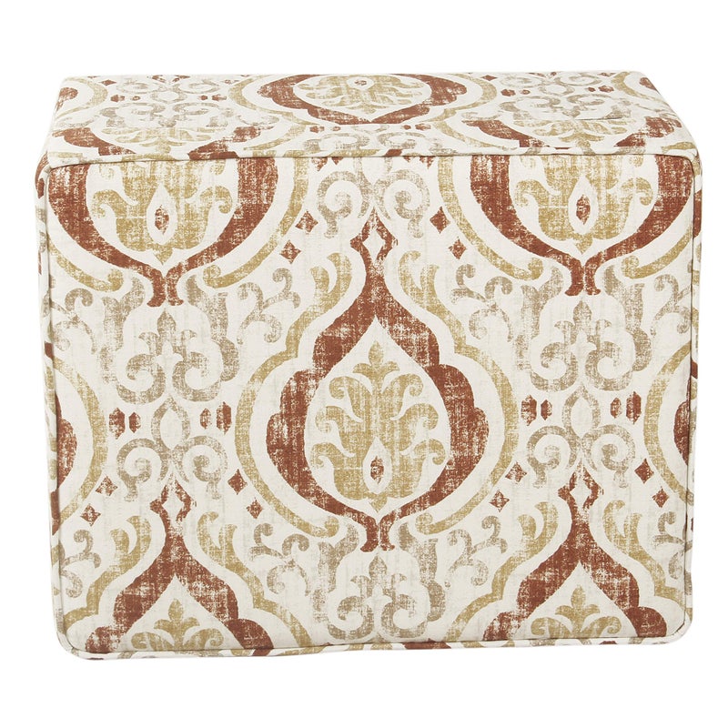 Spatial Order Square Ottoman - Burnt Orange and Cream Medallion - Image 2