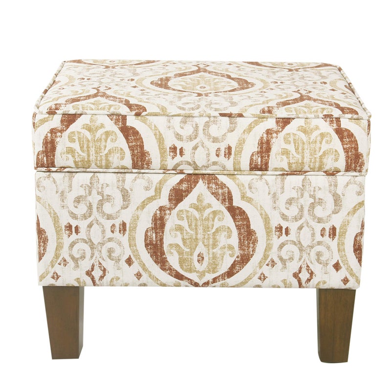 Spatial Order Square Ottoman - Burnt Orange and Cream Medallion - Image 1