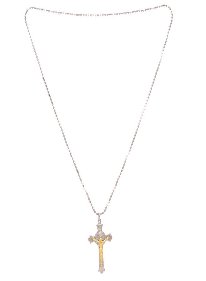 Superstore18 Stainless steel with Gold plated Jesus, 3D cross curicifix stylish chain pendant necklace (SST4833PCMC) - Image 3