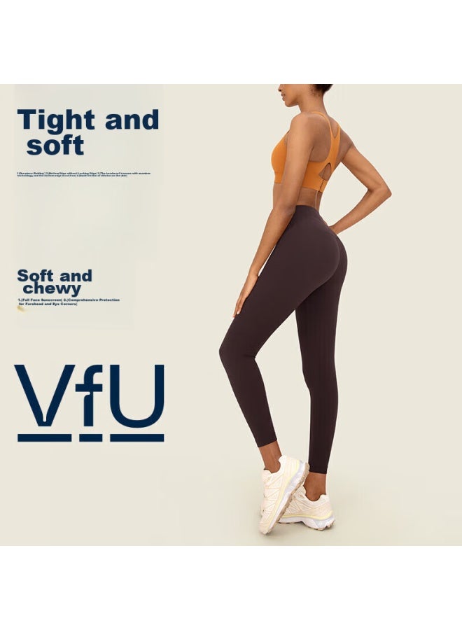 Vfu Xingqing Yoga Pants For Women, High-waisted Lifting, Running, Fitness, Sports Pants, High-elasticity Tight-fitting Pants, Brown, L
